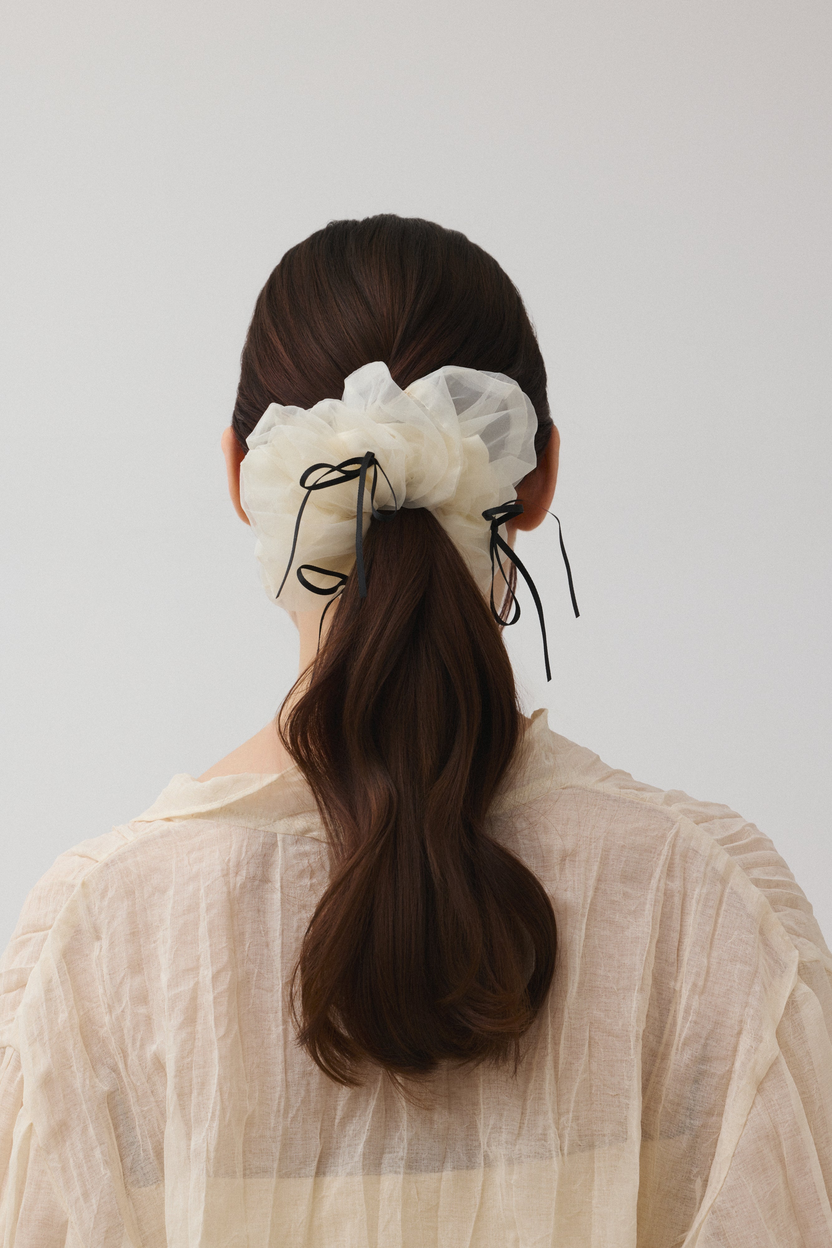 HAIRSTAR シアーフリルリボン シュシュBK