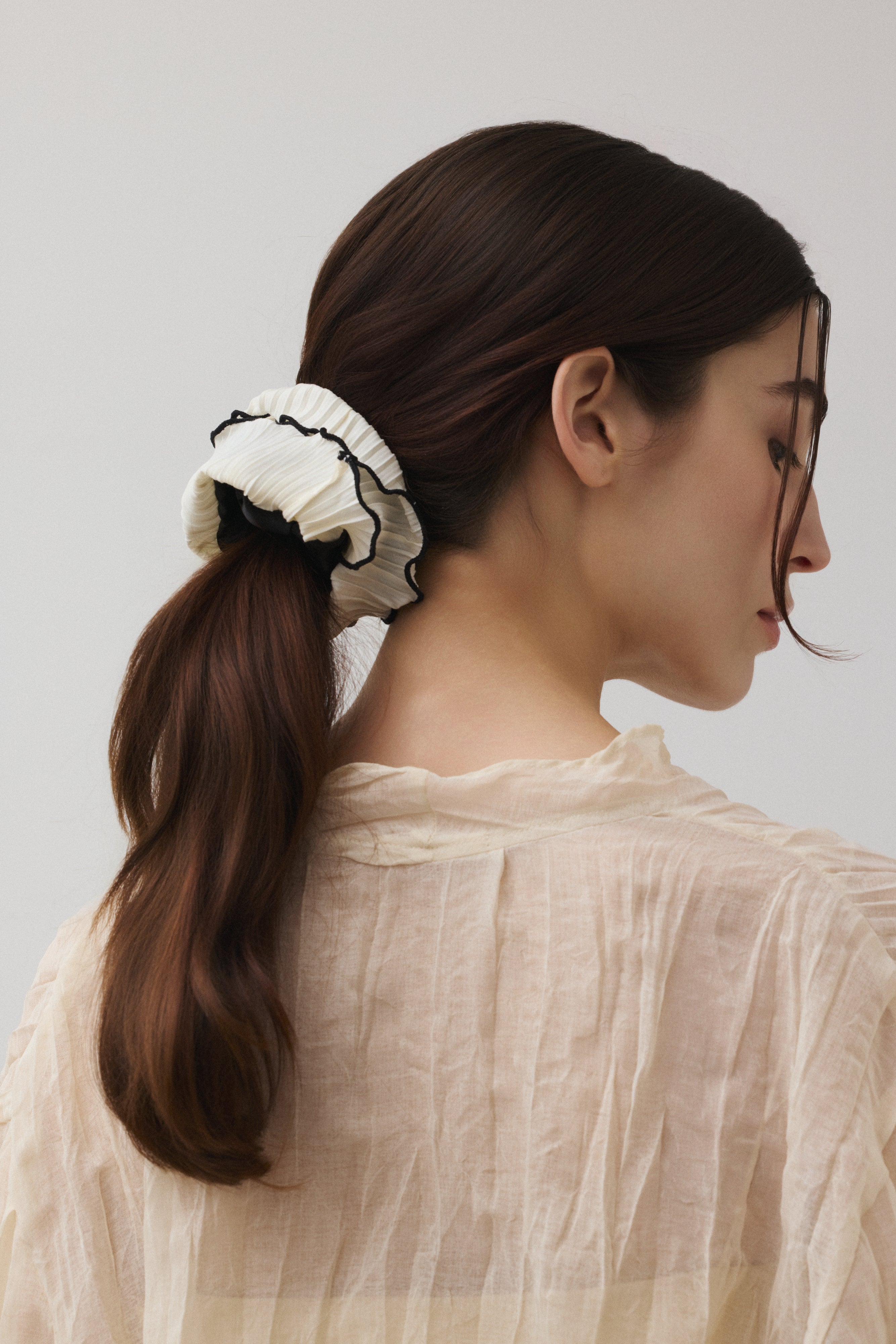 HAIRSTAR プリーツフリルシュシュBK